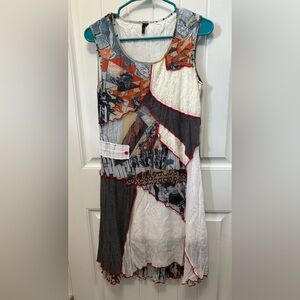 Miss Nikky Colorful Patchwork Sleeveless Ruffle Dress. Size Small.